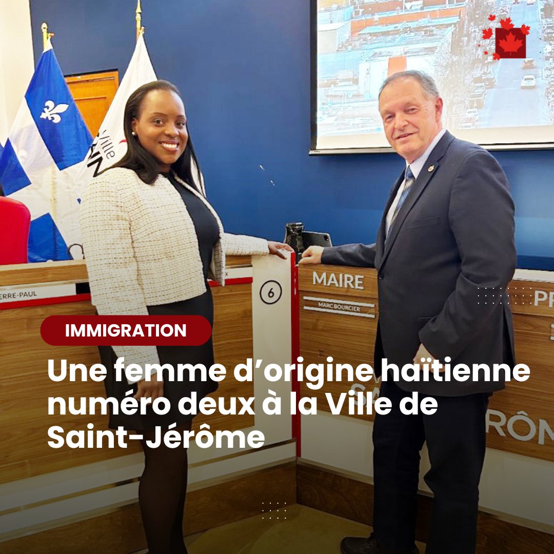Carla Pierre-Paul, d'origine haïtienne, a été désignée par le maire Marc Bourcier pour le seconder. Lire: lemediadesnouveauxcanadiens.ca/une-femme-dori… @jeannuma