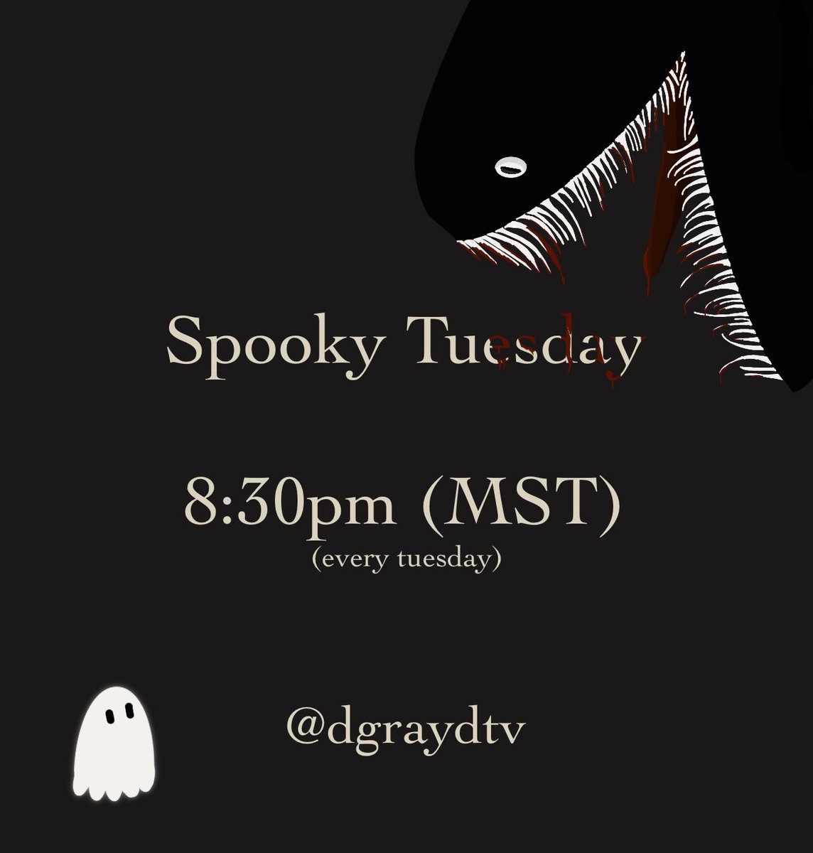 dgraydtv's tweet photo. stream tonight, get jeebs, get spooked
8:30pm (mst)
https://t.co/tWGAXCiTbk
https://t.co/5BmPSDgQJG
#spookytuesday #twitch #youtube #dgraydtv #horror https://t.co/2FnR5vhb7m