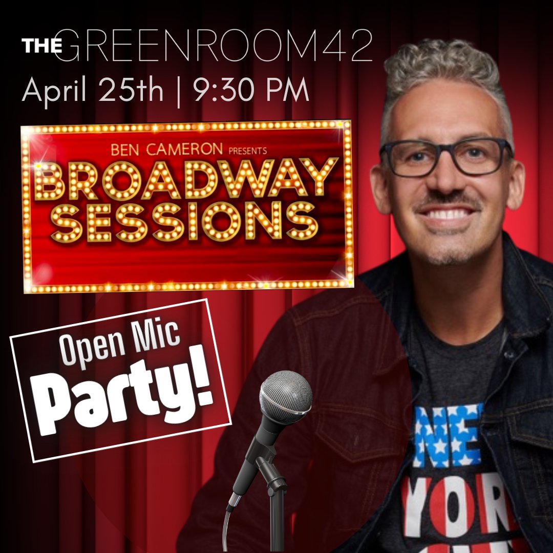 Last chance to SING at Broadway Sessions Open Mic, Thursday April 25, 9:30!!!! See our IG for pre sign instructions @TheGreenRoom42 #singers all performers get a pro 📹 thegeeenrooom42.venuetix.com #broadway #musicaltheatre @BenDoesBROADWAY