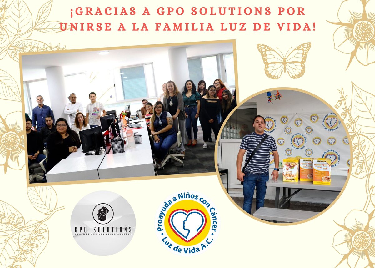 luzdevidac's tweet photo. Agradecemos a #GPOSolutions quien, hace unos días, nos invitó a sus oficinas para dar una plática de sensibilización sobre el cáncer en la niñez y además se unió a la familia Luz de Vida.
#FelizMartes #CáncerEnLaInfanciaYAdolescencia #TodoSuma #Juntos #LuzDeVida https://t.co/CMWijqeVNF