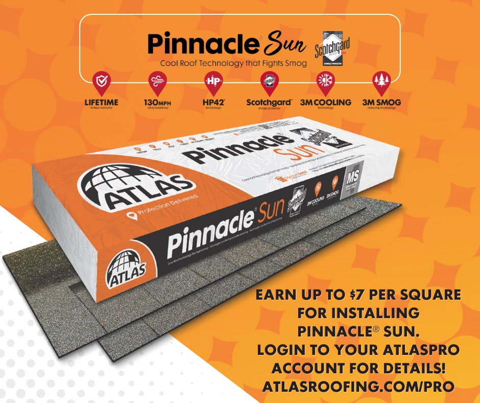 Just fourteen days left to install Pinnacle® Sun shingles and submit your valid invoices and receive up to $7 per square! Learn more at atlasroofing.com/pro