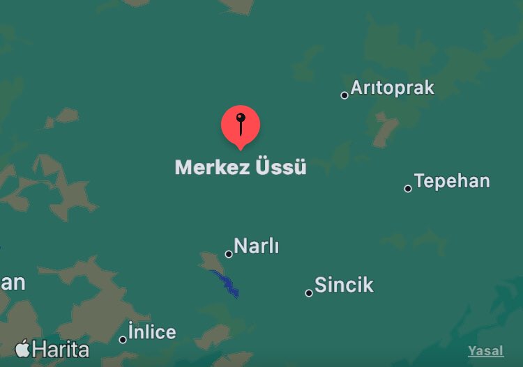 17.04.2024 - 00:09 'de #Adıyaman, #Sincik yakınında 4.2 büyüklüğünde bir #deprem meydana geldi.
