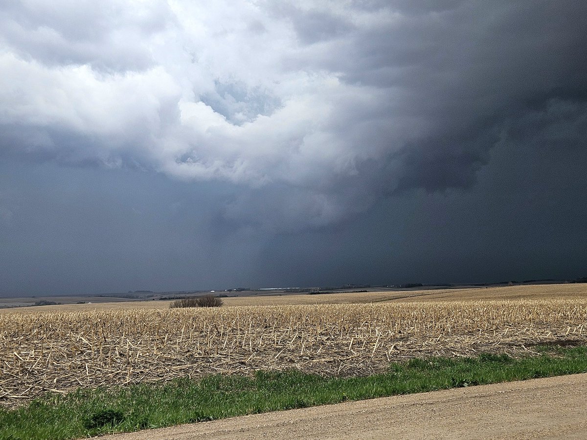 Touched up a couple photos from north of Dodge. These were taken looking southwest at 1:51pm, might have captured the Howells Tornado but it's hard to 100% day because it was partially obscured by rain.