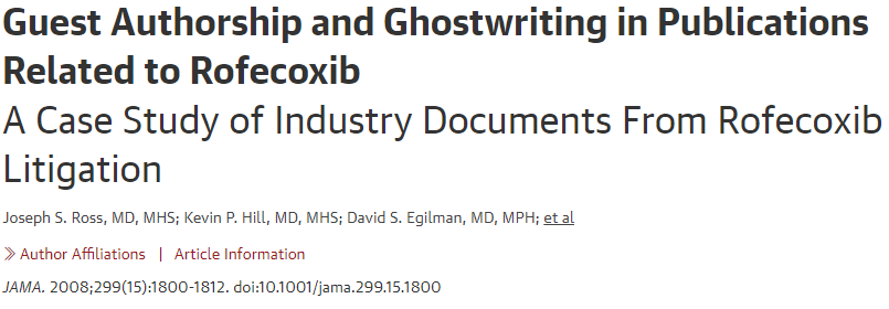 When Big Pharma wants 'Unbiased Academic' support for some new medication, it will write up a manuscript and then pay some academic to be on it, sometimes pretending to be the sole author🤯 Amazing evidence from legal discovery of @Merck doing this jamanetwork.com/journals/jama/…