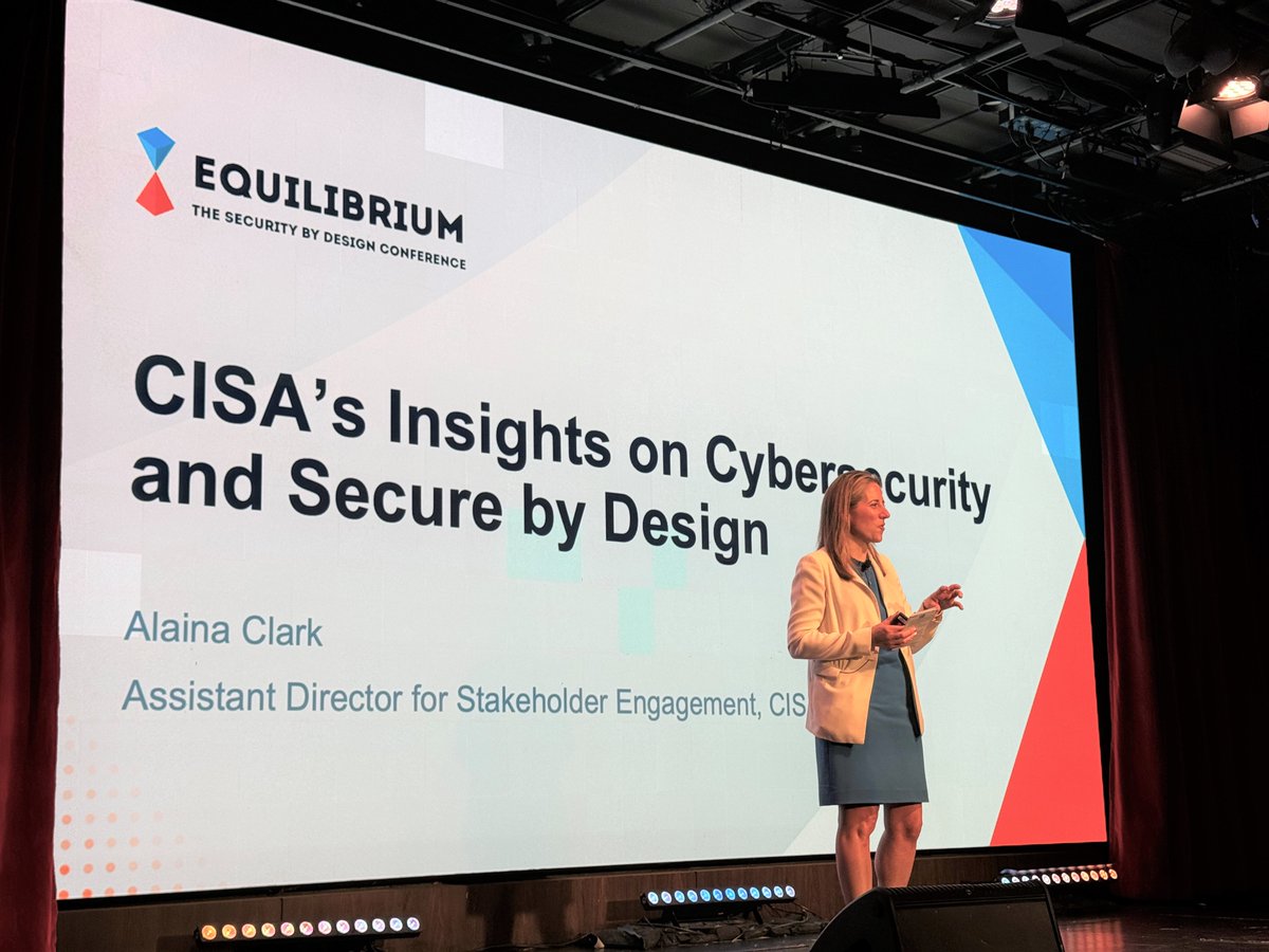 Thank you to @securitycompass for hosting Assistant Director for Stakeholder Engagement, Alaina Clark, at the Equilibrium Conference in NYC to discuss the cybersecurity landscape and all things Secure By Design! You can learn more about #SecureByDesign at cisa.gov/securebydesign