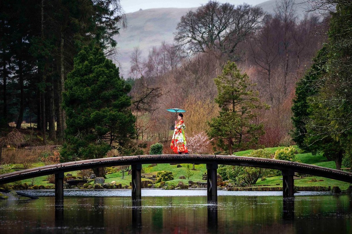 belperbarlow's tweet photo. Model Sally Pritchett wears a beautiful antique kimono at The Japanese Garden in Cowden ahead of the opening of the exhibition ‘Kimono: Kyoto to Catwalk’ at V&amp;A Dundee on Saturday 4 May

#vadundee #kimono #japan #japanesegarden #cowden #cherryblossom #fashion #Scotland https://t.co/7v3agxKSFv