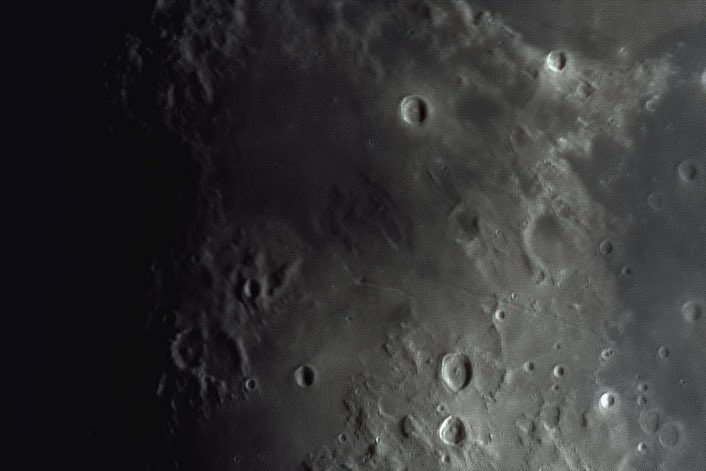 I’ve outdone myself AGAIN tonight… Each image is a stack of ~30% best frames / 2-4000 individual images. #MoonHour @MoonHourSocial @SkyCalPro 1) Ptolemaeus Crater (BIG one) 2) Archimedes Crater (top middle) & Montes Apenninus (mountains) 3) Rima Hyginusn (rilles in centre)