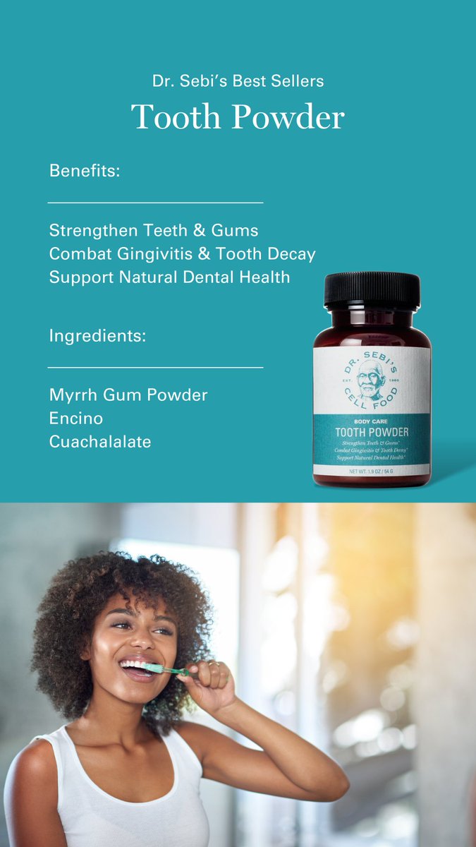 drsebiscellfood's tweet photo. Have you tried Dr. Sebi's Tooth Powder yet? 

#DrSebi #Healing #OralHealth #Nomorecavities #DrSebiApproved https://t.co/NhvvAkTeKn