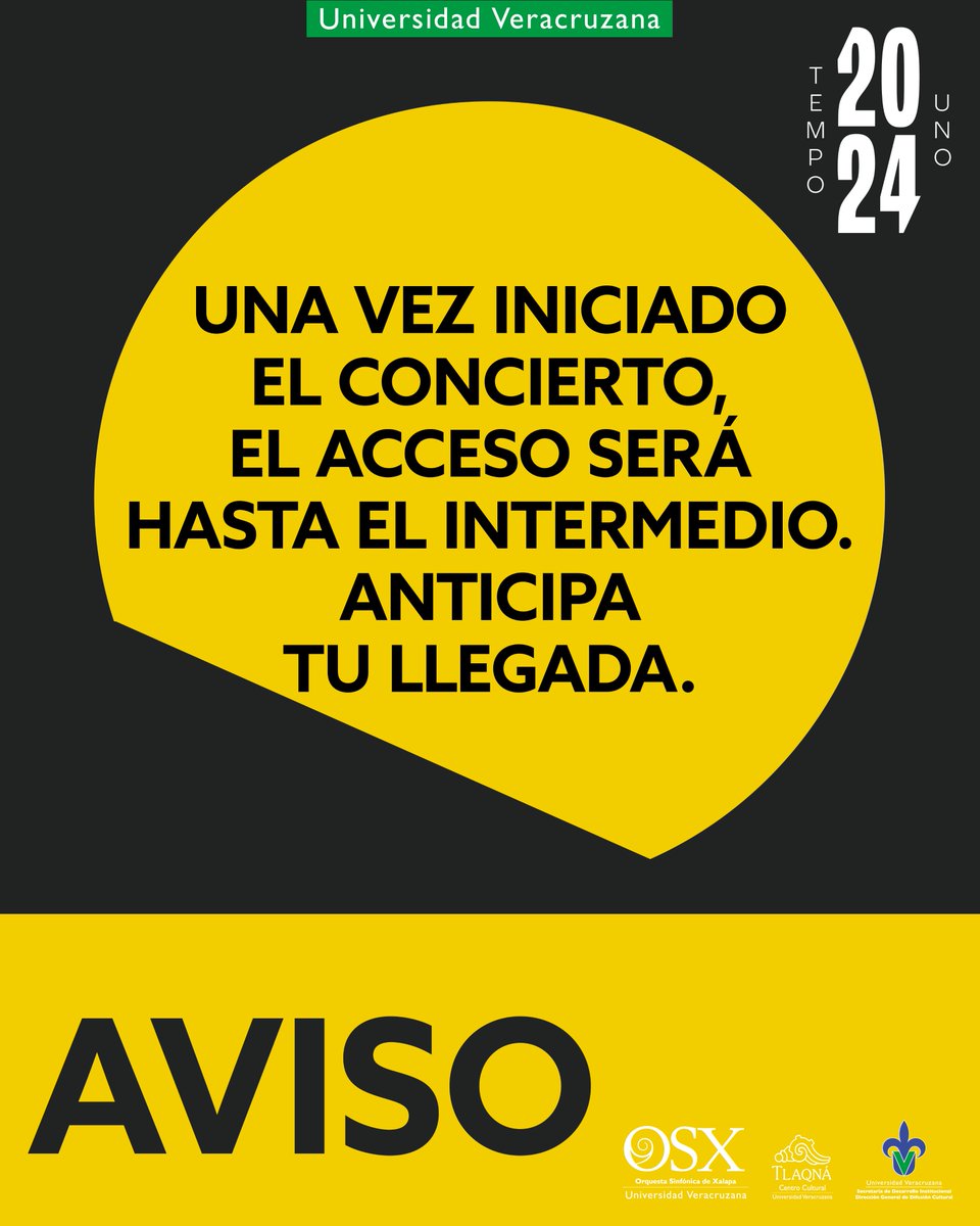 📌AVISO📌 Por necesidades artísticas del programa y por respeto al público, este 📆VIERNES 19 (20:00 h) y 📆SÁBADO 20 DE ABRIL (19:00 h), una vez iniciado el concierto, EL ACCESO SERÁ HASTA EL INTERMEDIO. Anticipa tu llegada⏰