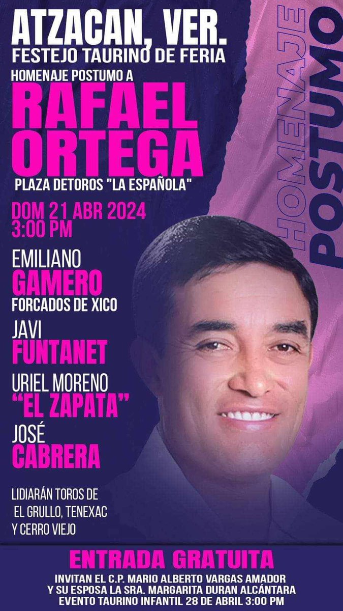 Viene un fin de semana con actuaciones para mis toreros.

El Novillero AMARO LIDOY actuará el sábado 20 en el Bolsin de Santo Domingo de la Calzada.

Y el domingo 21 será el turno del matador José CABRERA, Corrida de Toros en Atzacan (Mexico).

Aquí no se para !!!!