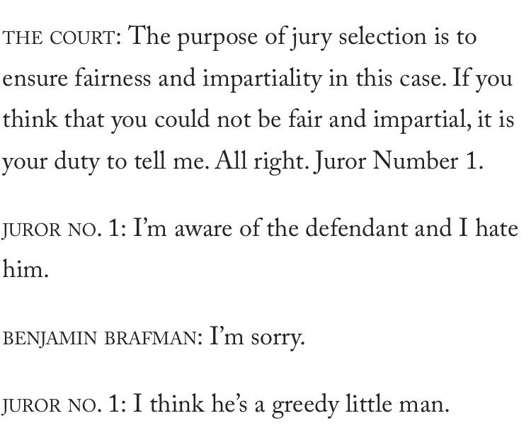 AlexSelbyB's tweet photo. When do we get the Martin Shkreli-style jury selection transcript?? https://t.co/7eKFKx2AQi