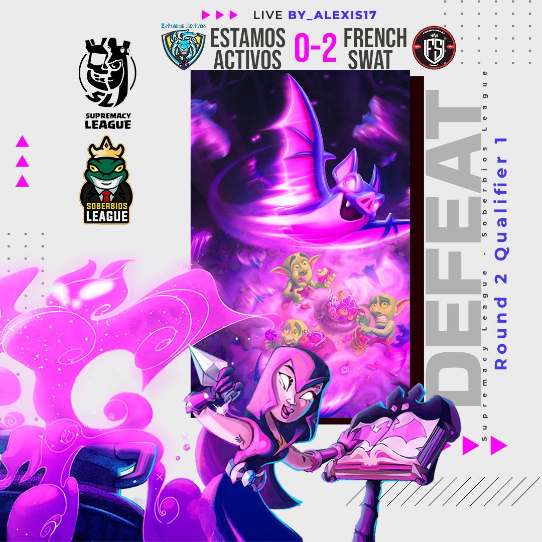 🌐|#CR

🏆|<a href="/CR_Supremacy/">Supremacy League</a> &amp; <a href="/SoberbiosL_2024/">Soberbios League 🐸</a>
🆚|<a href="/French_Swat/">French Swat</a>
❌|0️⃣-2️⃣
🎯|Octavos - Qualifier 1

📺|twitch.tv/by_alexis17
🎙️|<a href="/ByAlexis_Carp/">By_Alexis17 +319HS❤</a>

🎮
<a href="/ViktorCR10/">Viktor</a>
<a href="/Mado_CR2/">Mado ☄️</a>
<a href="/Victor_CrX/">Victor™</a>
<a href="/Bryan_CCRR/">B r y a n ツ</a>
<a href="/98AdrianMarquez/">Adrian M</a>

#Staff
👩<a href="/Vanne10G/">Vănnë</a>
🧑🏻‍🍳@JorgeLightCR

#CEO
👩‍💼<a href="/PipyThebest/">Pipy Thebest</a>
👨‍💼<a href="/OsitosEsports/">Ositos eSports</a>