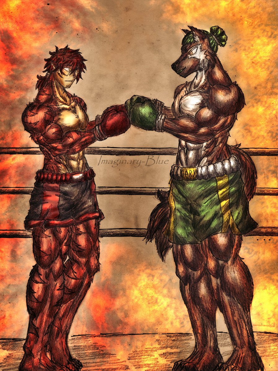 Gary had never seen a hybrid quite like Rhyar before, but he wasn't about to step away from a sparring request. He was prepared to put the newcomer's skills to the test. In a crossover I never expected, HUGE thanks to @ImaginaryBlue1 for letting our OCs have this sparring match.
