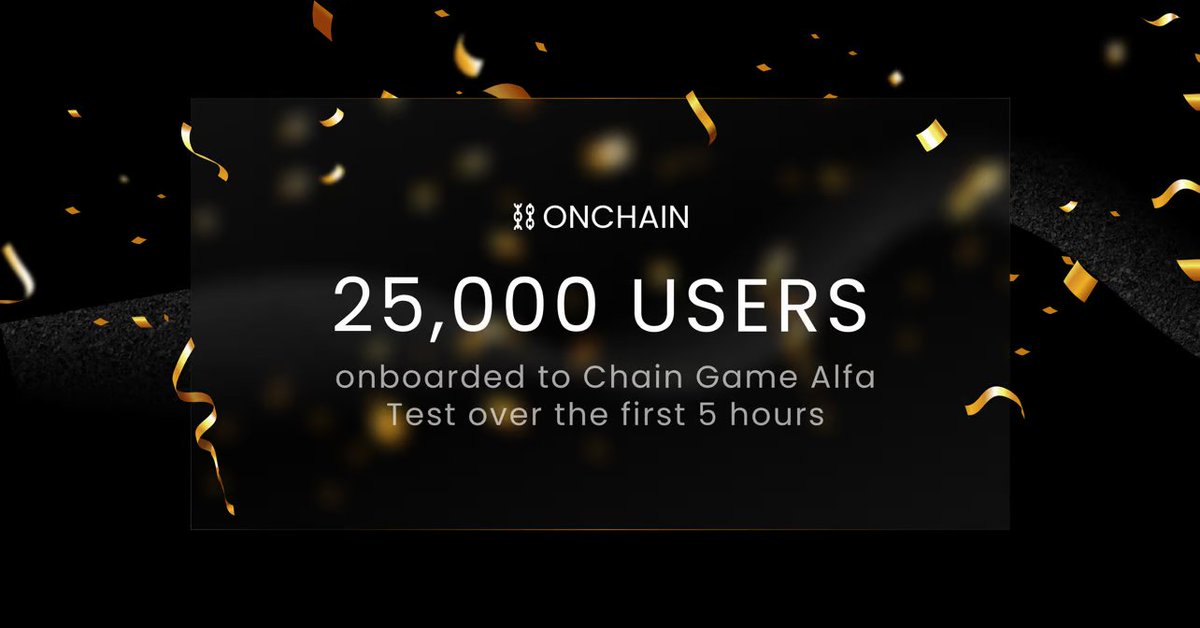 ⛓️ Just over the first several hours of Chain Game alfa test existence, we onboarded over 25,000 users. We keep scaling and upgrading our product 24/7 to ensure the best experience for alfa testers. Bringing the world onchain