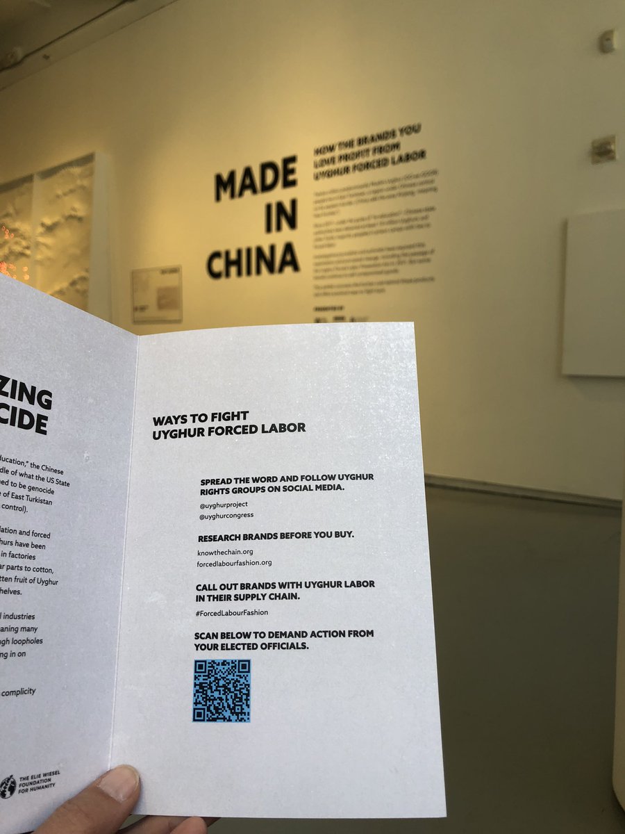 Today in the Chelsea art district of NYC: “Made in China: How the brands you love profit from Uyghur forced labor.” As part of our joint conference with @UyghurProject & @eliewieselfdn we have organised an exhibition, exposing corporations that profit from #UyghurForcedLabour.