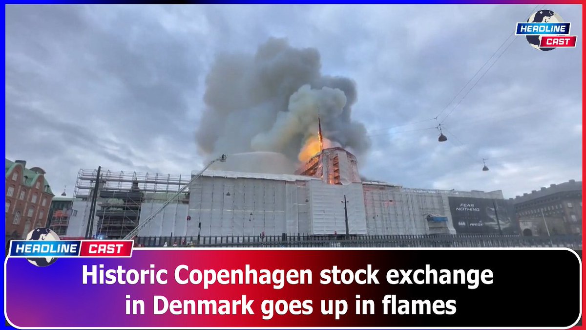 Historic Copenhagen stock exchange in Denmark goes up in flames

watch: youtu.be/QABdHqf780A

#DenmarkHeritage
#CopenhagenFire
#BørsenBlaze
#CulturalLoss
#HistoricTragedy
#IconicBuilding
#DragonSpire
#oldstockexchange
#OnFire 
#RoofFire
#ParisFire