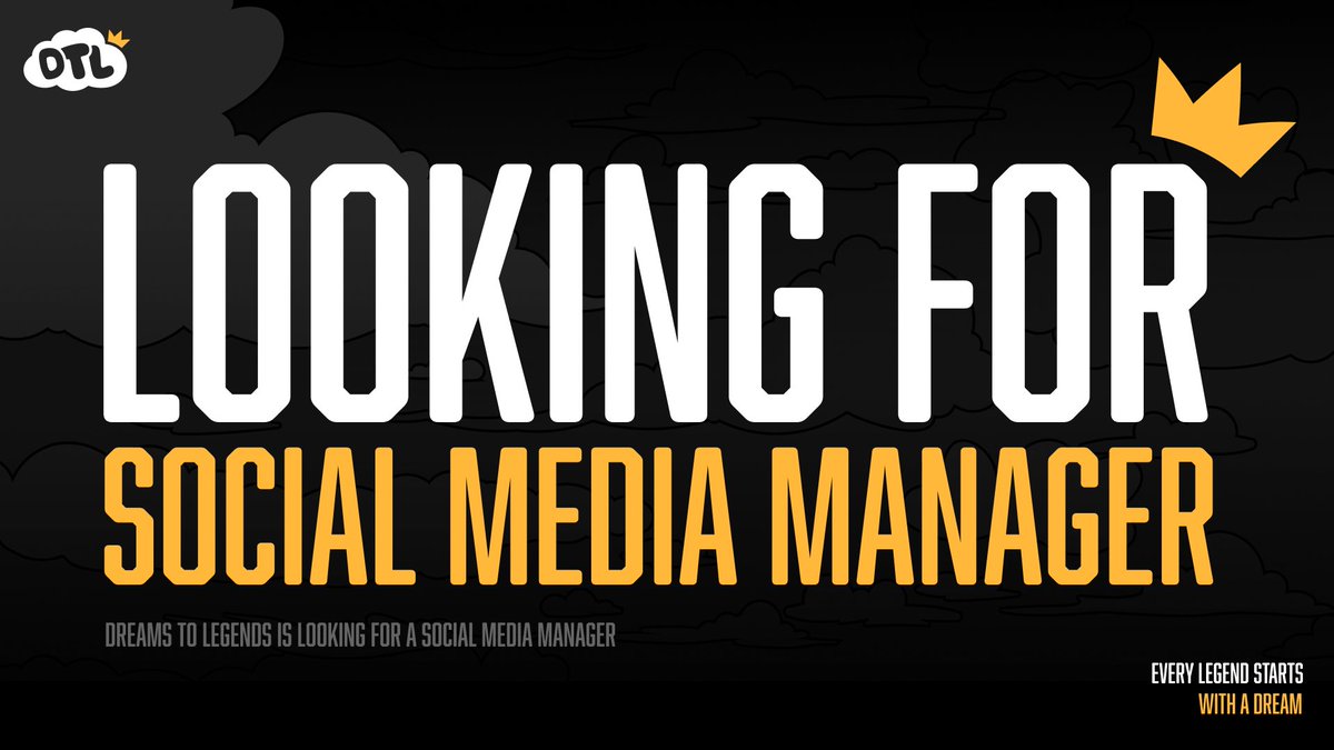 DTL is looking for a social media manager to help us better connect with the esports scene and our followers! If you have experience with this sort of thing and think you would be a good fit for our team, shoot us a DM or an email at contact@dreamstolegends.gg