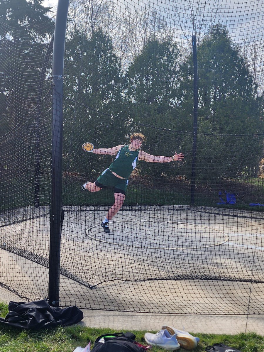 Bobby beat his previous PR in the Discus today vs Northville, by 21' throwing 153', just 9' short of Howells school record