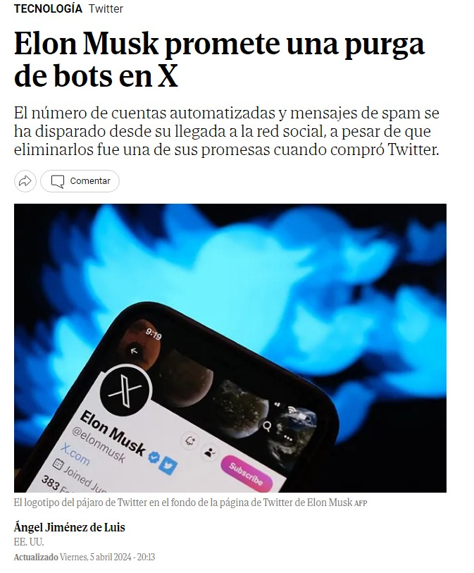 JulianMaciasT's tweet photo. Elon Musk prometió purgar bots en X, pero nunca hubo tantos bots difundiendo odio y fakes (+200K cuentas en la campaña sucia en México), mandando DMs, promocionando estafas (lo de Broncano) o contenido porno (Onlyfans).
Pero si purgaron a @congosto y @BarriPdmx que los investiga. https://t.co/PHYYhm0uIn