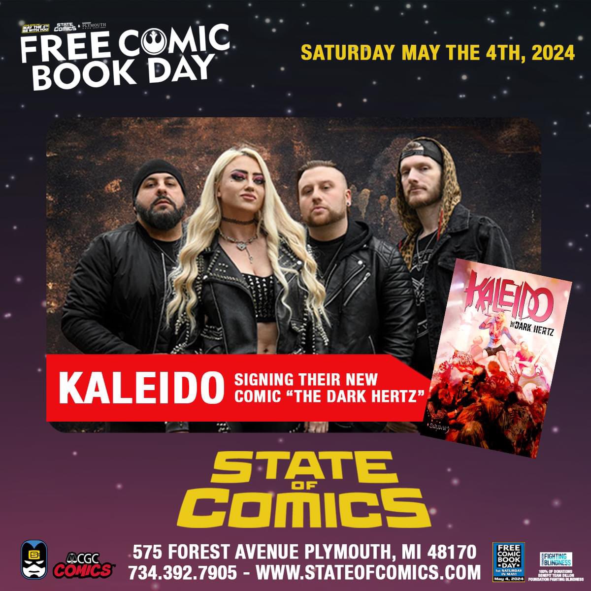 Join us May 4th at State of Comics in Plymouth, MI for our first ever in-store signing of our new comic book THE DARK HERTZ! 

facebook.com/share/xCPMmEZG…