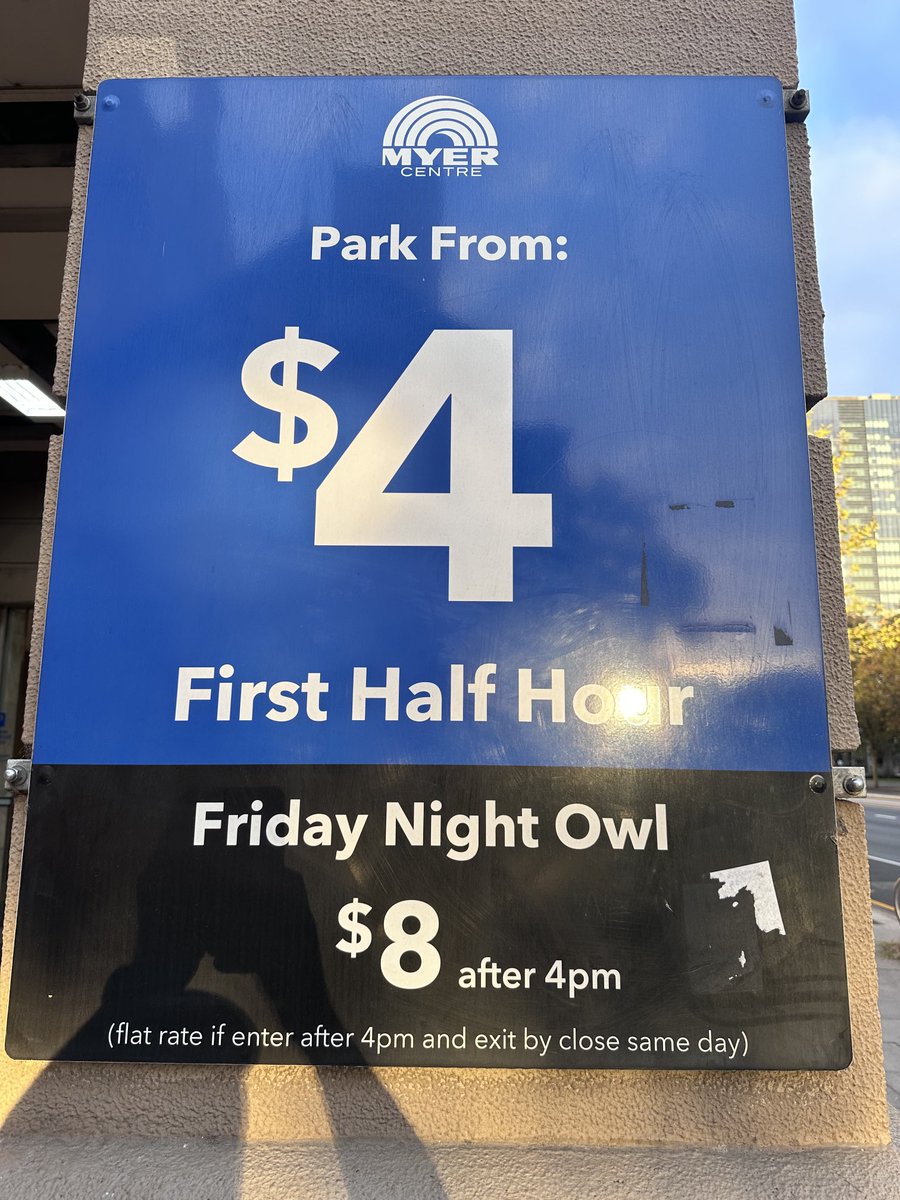 Nothing says Adelaide like $8 parking on a Friday night in the CBD