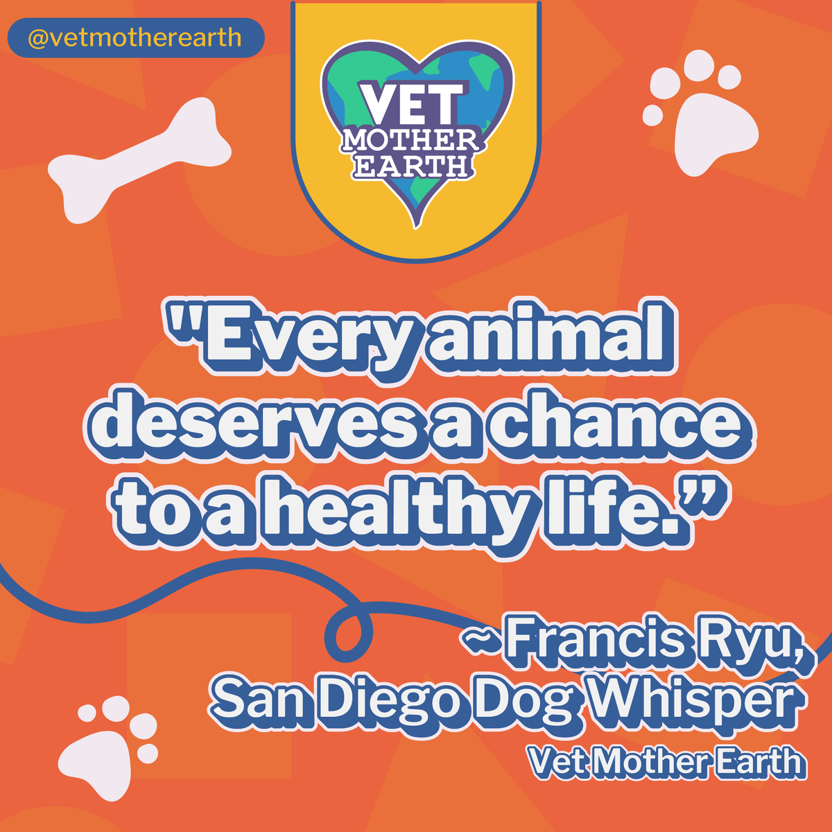 WHY YOU DO YOU BELIEVE IN NONPROFIT VETERINARY CARE? 🤔
'Every animal deserves a chance to a healthy life.' ~Francis Ryu, San Diego Dog Whisper. 💜

#VetMotherEarth #VME #SupportVetMotherEarth #IBelieveInNonprofitVeterinaryCareBecause #Nonprofit #VeterinaryCare #AnimalWelfare