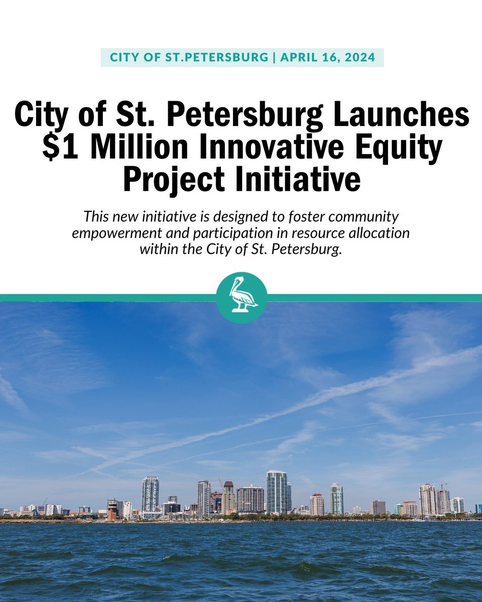BREAKING: Tonight, at the annual Budget Open House, we're launching the Innovative Equity Project. - 5 Projects. - $1 Million. - Your votes decide! Review the projects and cast your vote at stpete.org/InnovativeEqui… stpete.org/news_detail_T3…