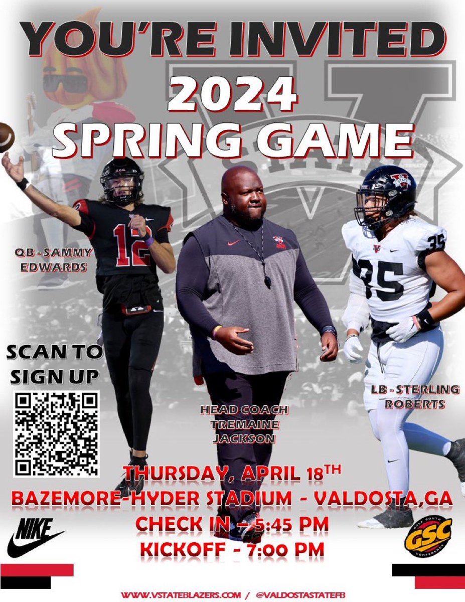 I will be attending Valdosta State University’s spring game Thursday @PFitzB @CoachHoun @DEvans345 @Coach_Monte100 #Recuitbokey