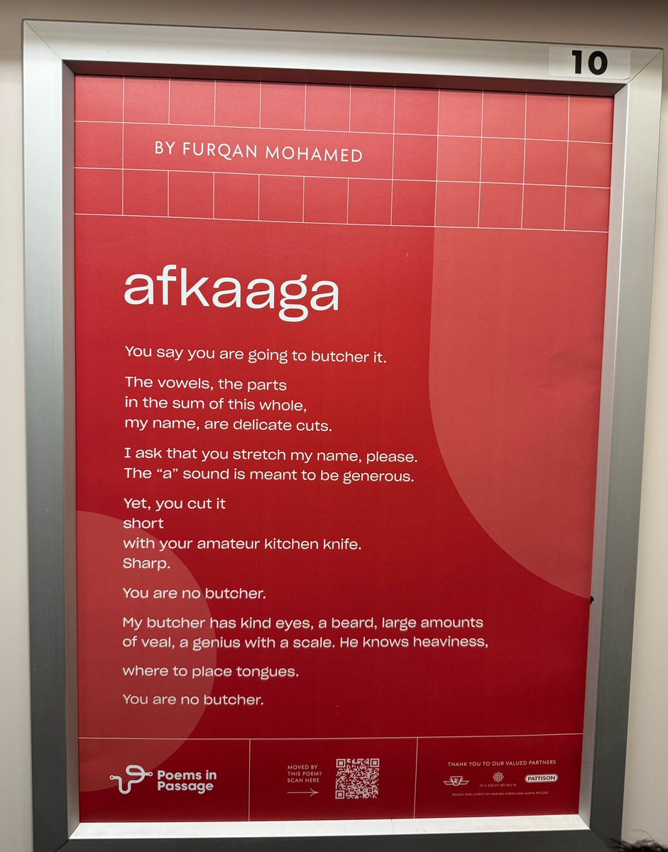 azizfaarah's tweet image. Afkaaga a poem by Furqan Mohamed, spotted on the subway today.