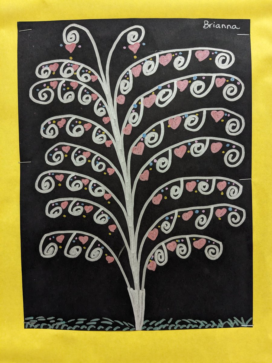 Klimt inspired trees by third grade artists #teamabryantES #cobbArtRocks
