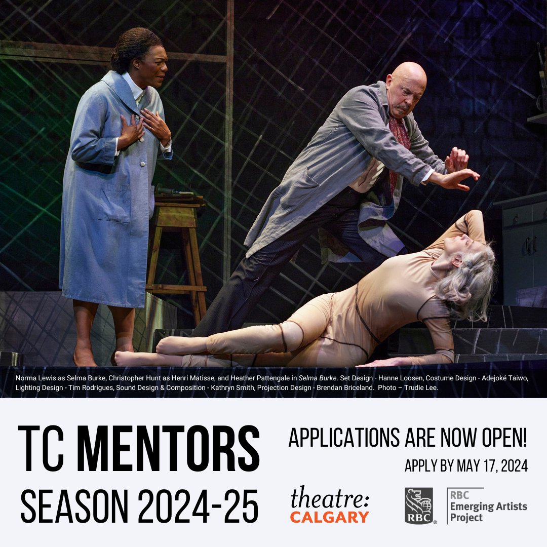 Attn aspiring & emerging theatre artists! 📢 TC Mentors is back for Season 2024-25 at Theatre Calgary! Applications are now being accepted. Learn more about the mentorship program and apply here: theatrecalgary.com/artists-and-ed… Supported by @RBC Emerging Artists Project. #YYCArts