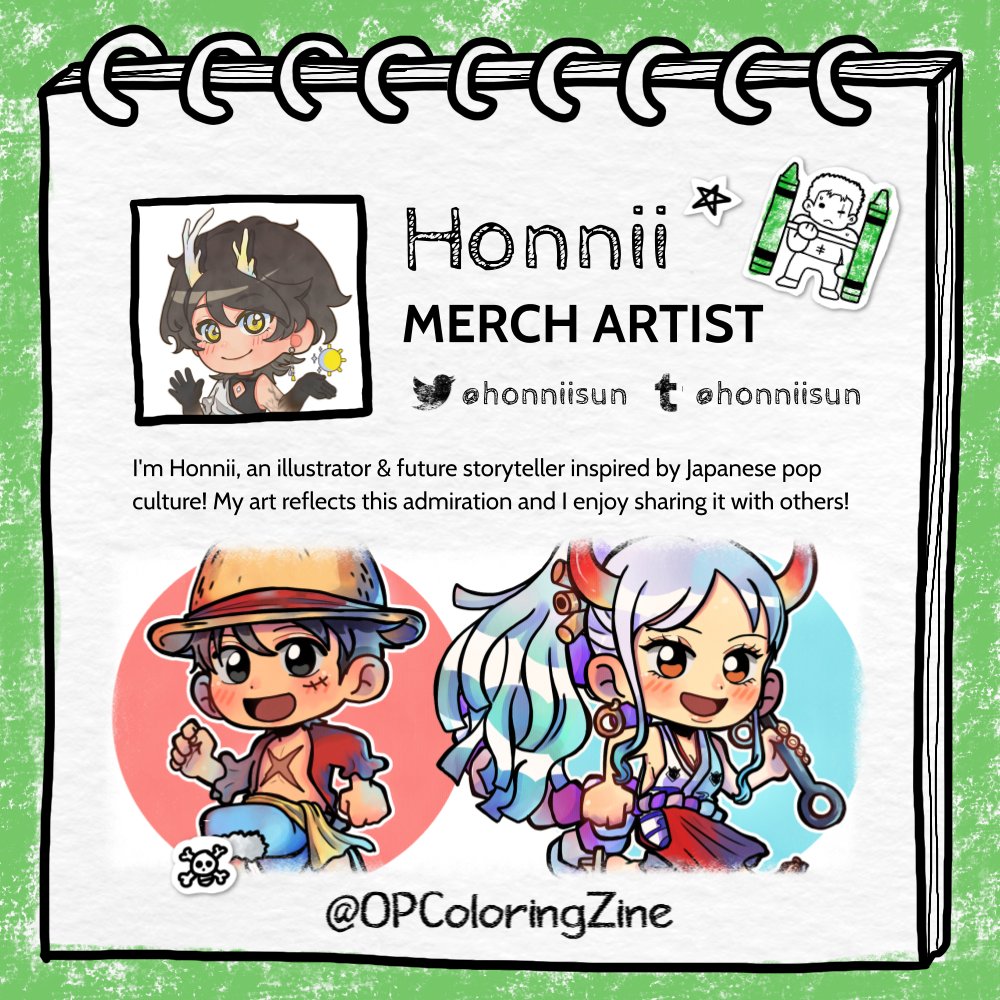 🌈 Merch Artist Spotlight🌈 Swordsman got lost on the way back to the Sunny with a new crewmate in tow! @honniisun brings a love of storytelling and Japanese pop culture to our pirate crew!