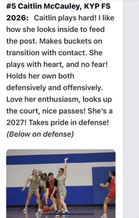 Thanks for the write up! @angie_saiter Could not have done it without my team and my coaches support! @FirstepGirls @KentuckyPremier 🏀💚⭐️ #PrepGirlsHoops #PGHCrossroadsClash