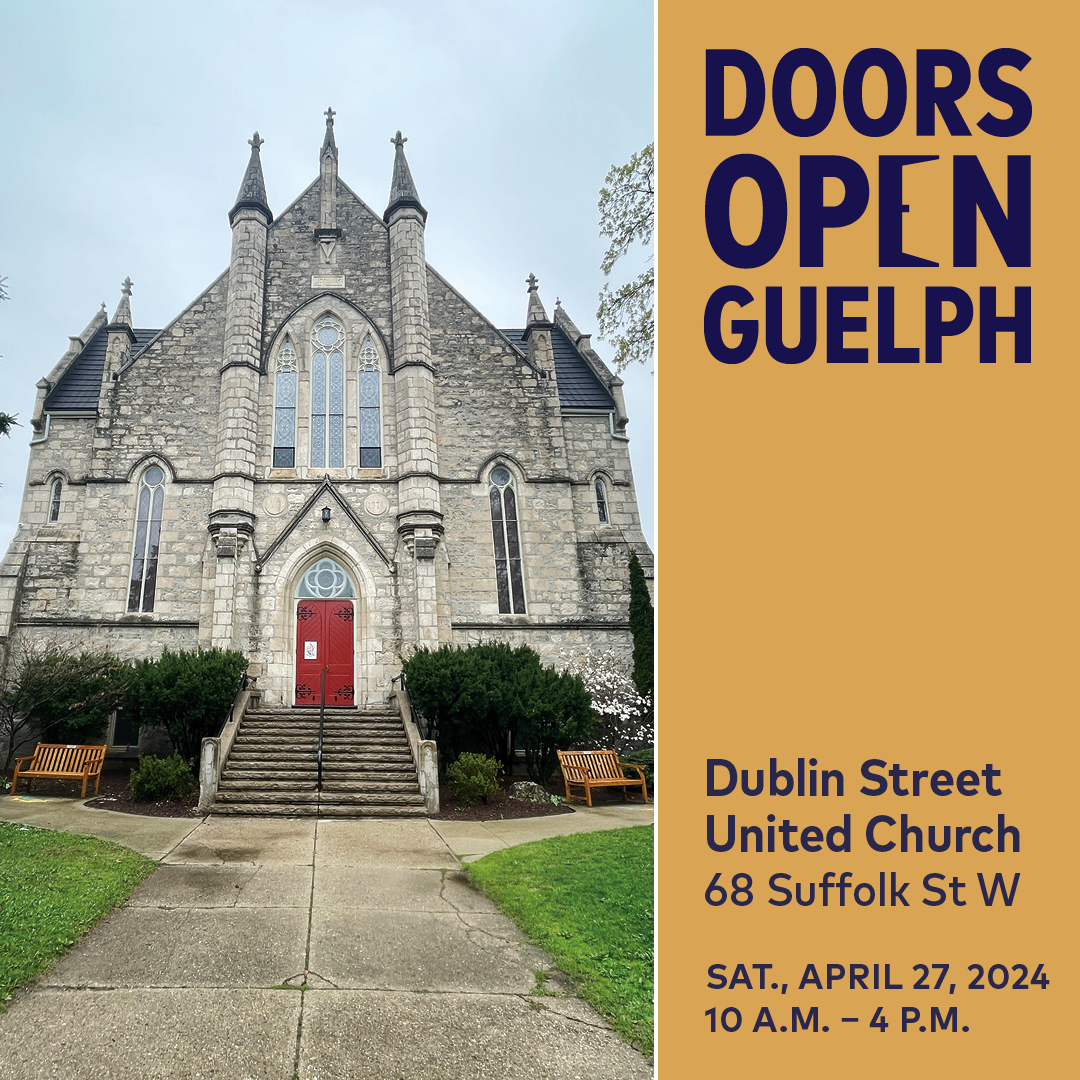 Doors Open Guelph is coming up Saturday, April 27! Dublin Street United Church will be opening its doors in honour of its 150th anniversary. Plan your day and see all participating sites here: guelph.ca/living/arts-an…