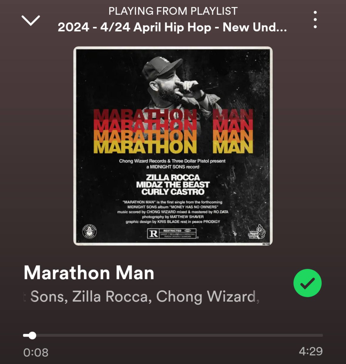 'Marathon Man' by Midnight Sons, Zilla Rocca, Chong Wizard, Curly Castro & Midaz The Beast is 1 of the 🔥 tracks on #THHM's April 2024 Spotify playlist 'New Underground Classic Rap' #NowPlaying #HipHop #HipHopHistory #TheHipHopMuseum Listen & Follow: open.spotify.com/playlist/39Bj6…