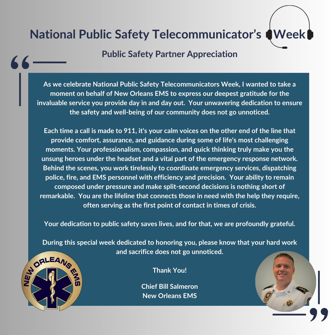 #NOEMS wishes our partners at @opcd911 a happy #NationalPublicSafetyTelecommunicatorsWeek! #NPSTW2024