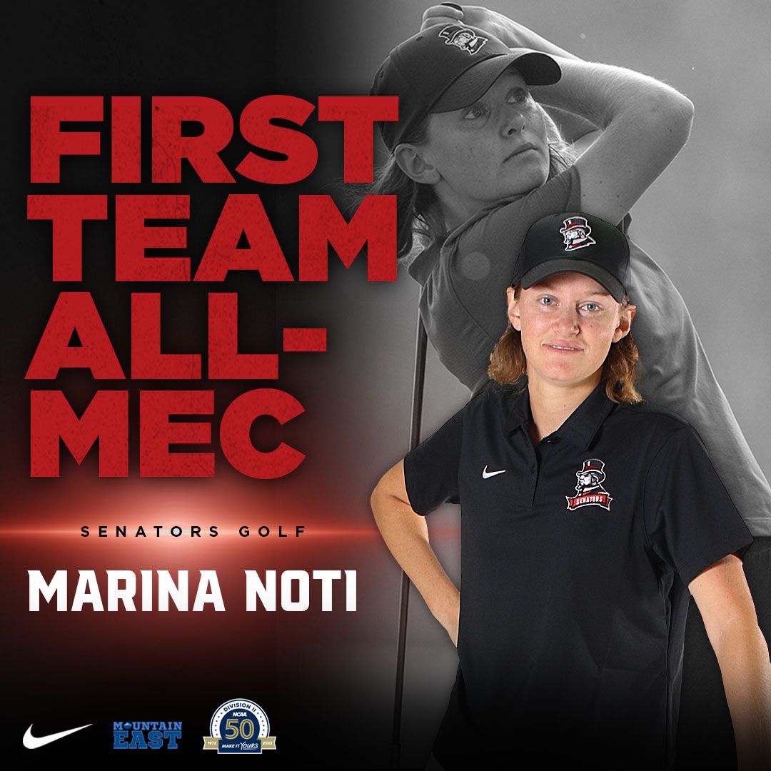 SenatorNation's tweet photo. 👏 ⛳ Congratulations to Marina Saviceva-Noti, who was named to the Mountain East Conference First Team, and Gadea Melgarejo, who earned Second-Team All-MEC honors following the MEC Spring Golf Tournament! #RollSens #AllConferenceTeam @senatorwgolf https://t.co/QiPL7lzwNC
