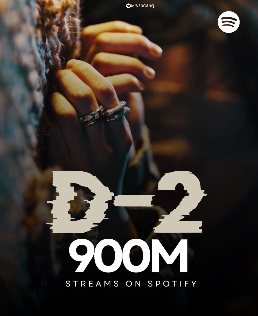 [#SugaHQ_Streaming] Agust D’s ‘D-2’ has surpassed 900 MILLION streams on Spotify! It's his first album to achieve this milestone. CONGRATULATIONS AGUST D D-2 900M ON SPOTIFY #TheKingTheBoss #D2To1B