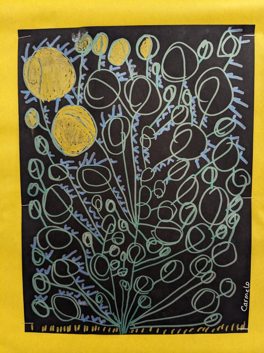 Third grade students loved drawing Klimt inspired trees #cobbArtRocks #teamBryantES