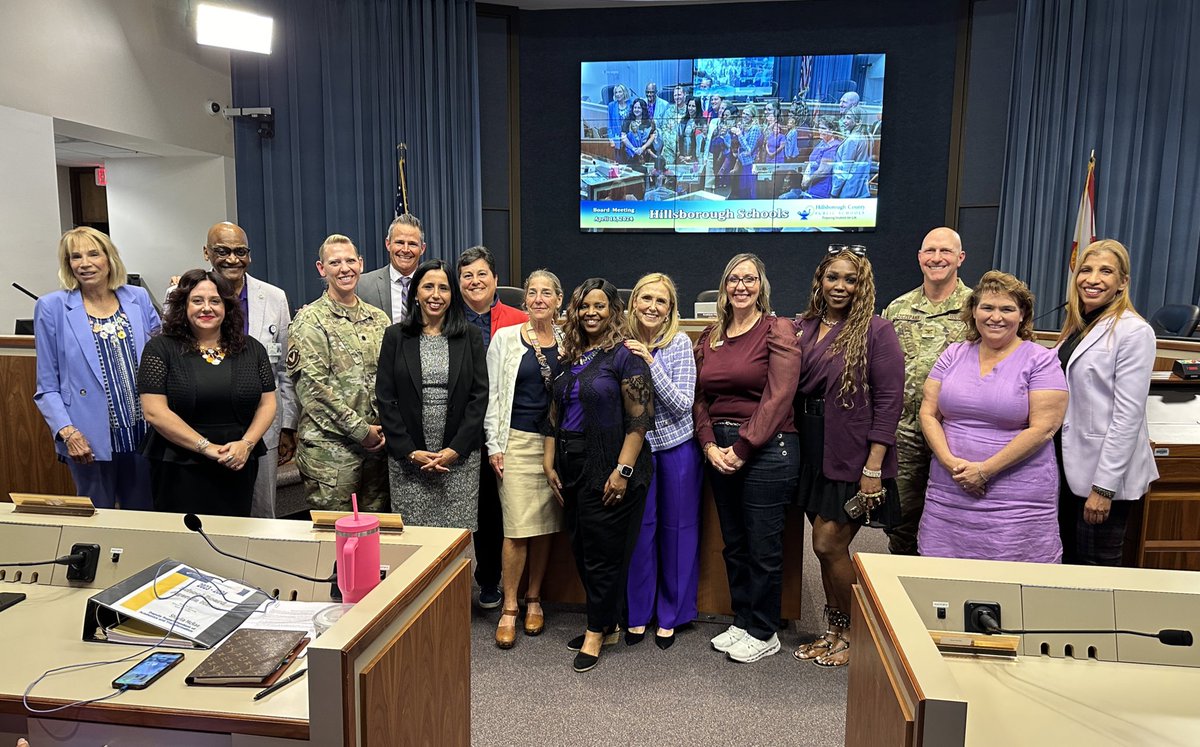 During tonight’s board meeting, we proudly recognized April as “The Month of the Military Child.” We are grateful to the military families and children who call our schools their second home. We encourage everyone to wear purple tomorrow to show support for military children. 💜