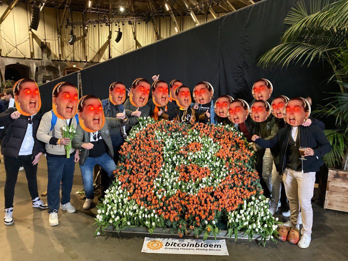 BdGBertdeGroot's tweet photo. The first @BitcoinConfEUR by @BitcoinMagazine I built a 3200 @BloemBitcoin tulip flower pallet. Dozens of @NoderunnersShop helped complete it when the doors opened for the first time at this amazing venue in Amsterdam. 
The organization was done by Amsterdam Decentralized and they did an amazing job. Just like last year, where we actually heated the conference with old refurbished ASICS that we made silent with @BitcoinBrabant. For this years conference we were in progress to design a super cool heating and immersive experience with an educational twist.
Unfortunately @BitcoinMagazine was already shitcoining a little bit and letting some doubtful people speak and sponsor in the past. In general we could see that through the fingers (we would say in Dutch). 
But this time it’s different. The unsustainable path chosen first with the scamming with ordinals was already a step too far. We contacted the organization and made clear we would not support the conference this year. We did this on March 21st. 
People close to me heard this already and I didn’t want to go public with this before. But now they went even one step further and it’s time to call @BitcoinMagazine out. 
Thank you for two beautiful years, but we can’t be part of this. I’m sad for the Dutch organizing team, they are lovely people and I really wish it would have been different.