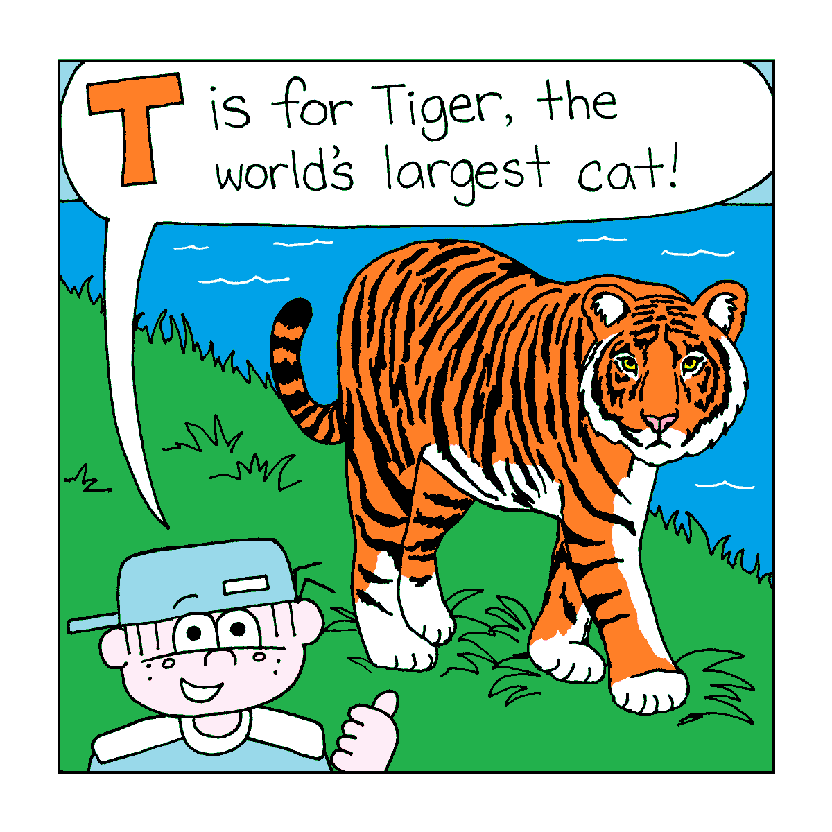 T is for #tiger in today's #animalalphabet post! 🐯 #adventuresoflollipop #kids #kidlit #kidscomics #indiecomics #kidlitart