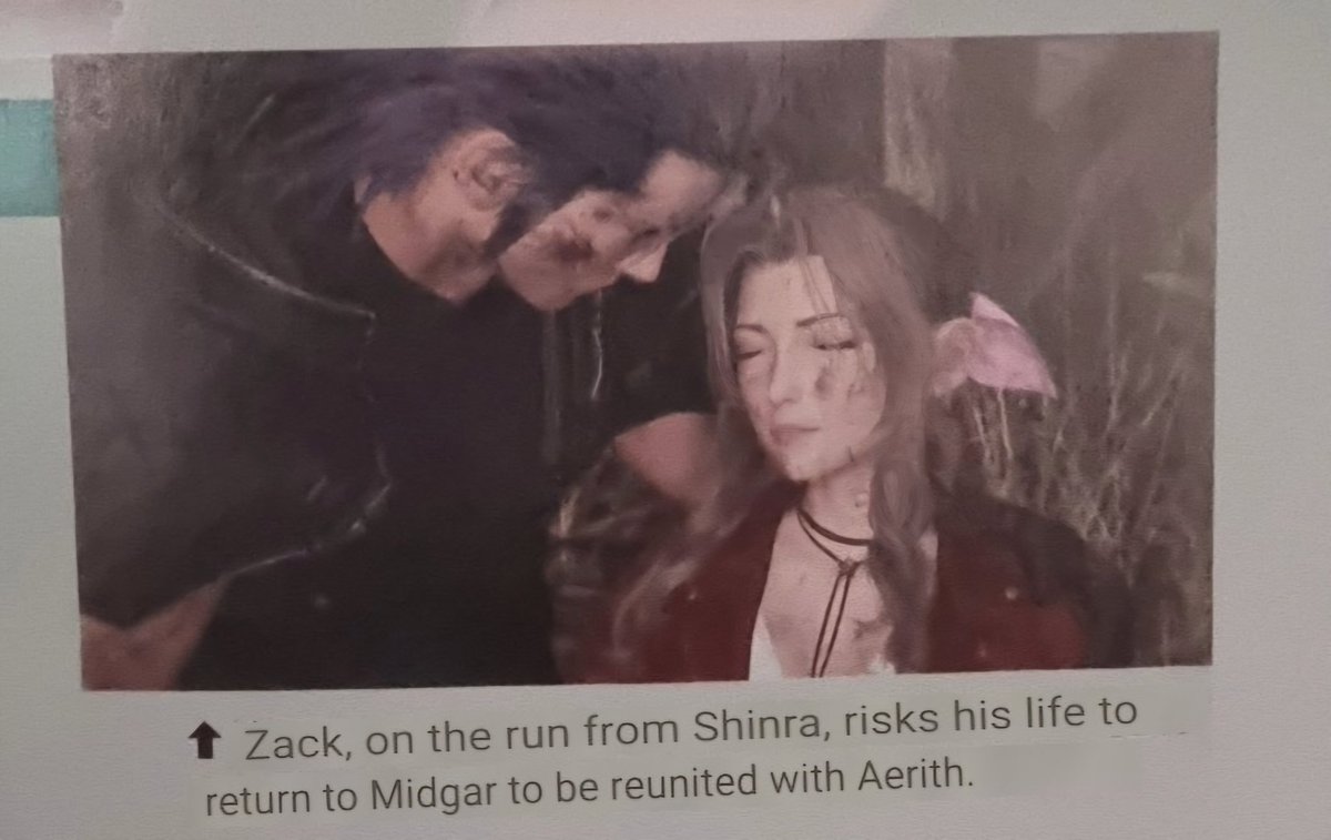 'Zack, on the run from Shinra, risks his life to return to Midgar to be reunited with Aerith.'

#Zerith #FF7RUltimania
