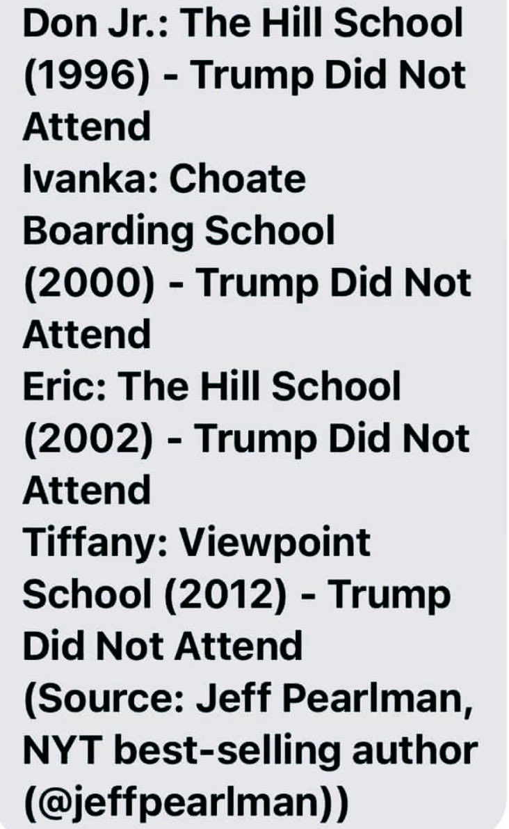 Mickey17176's tweet photo. @7Veritas4 @Helenh1976 Trump didn’t attend any of his kids graduations https://t.co/9kF7TCOB0D