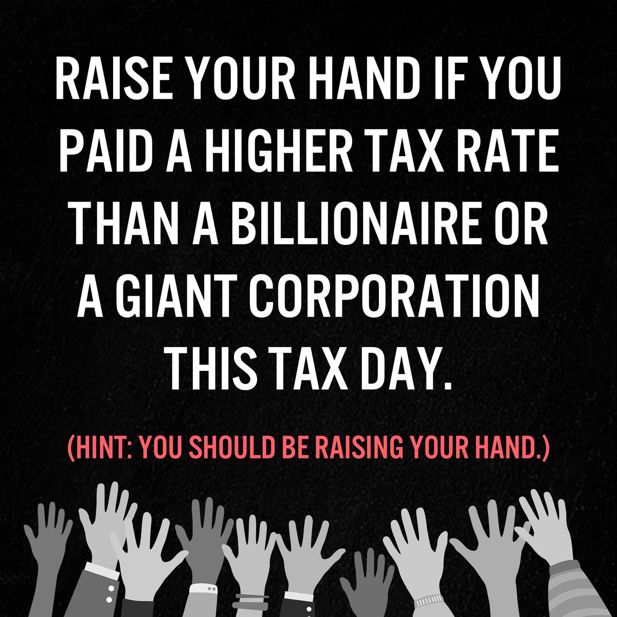 It's time for our tax code to reward work, not just wealth. #StopTrumpsTaxScam Fix a rigged system. Everyone should pay their fair share. #wtpBLUE #DemsVoice1 #FreshStrong #DemsUnited Raise your hand! ✋🏼✋🏼✋🏼✋🏼✋🏼✋🏼