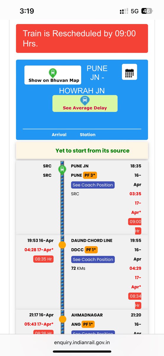 1SarkariBanker's tweet photo. @RailwaySeva @RailMinIndia @IRCTCofficial Pathetic service offered by Indian Railways for Re-scheduling Azad Hind Express for consecutive 3rd day in a row today train is rescheduled for whopping 10:30hrs. Well Done 👏🏻 👏🏻 Pathetic Indian Railways as usual Can’t run Train of Time. https://t.co/NTyps3JuWz