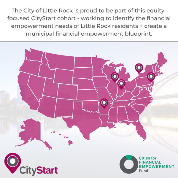 FrankScottJr's tweet image. Through @CFEfund’s National #CityStart program, supported by @BloombergDotOrg’s Greenwood Initiative, the @CityLittleRock will work with the community to create a local financial empowerment blueprint to help increase financial stability and racial wealth equity.