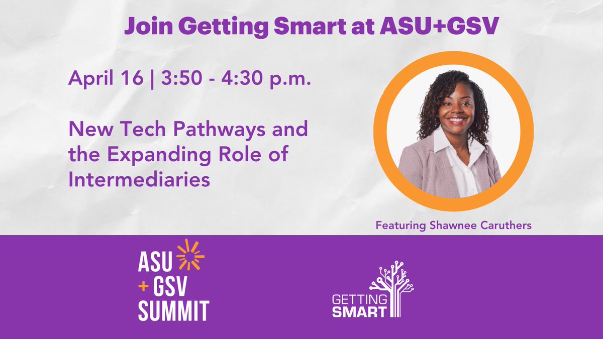 Don't miss Shawnee: @rmcaruthers @CityWorksDC @wearesparknc @esposure & @kimmahan in an hour in Harbor G, Level 2 to learn about successful models and initiatives that bridge the gap between classroom learning and real-world IT demands. #ASUGSVSummit