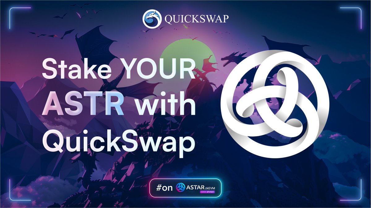 $ASTR staking on QuickSwap is now live! Receive over 14% APR by staking ASTR tokens through @AstarNetwork’s dApp Staking Portal. Users who stake help support the development of new DeFi products built for Astar zkEVM while also earning rewards. Stake: portal.astar.network/astar/dapp-sta…