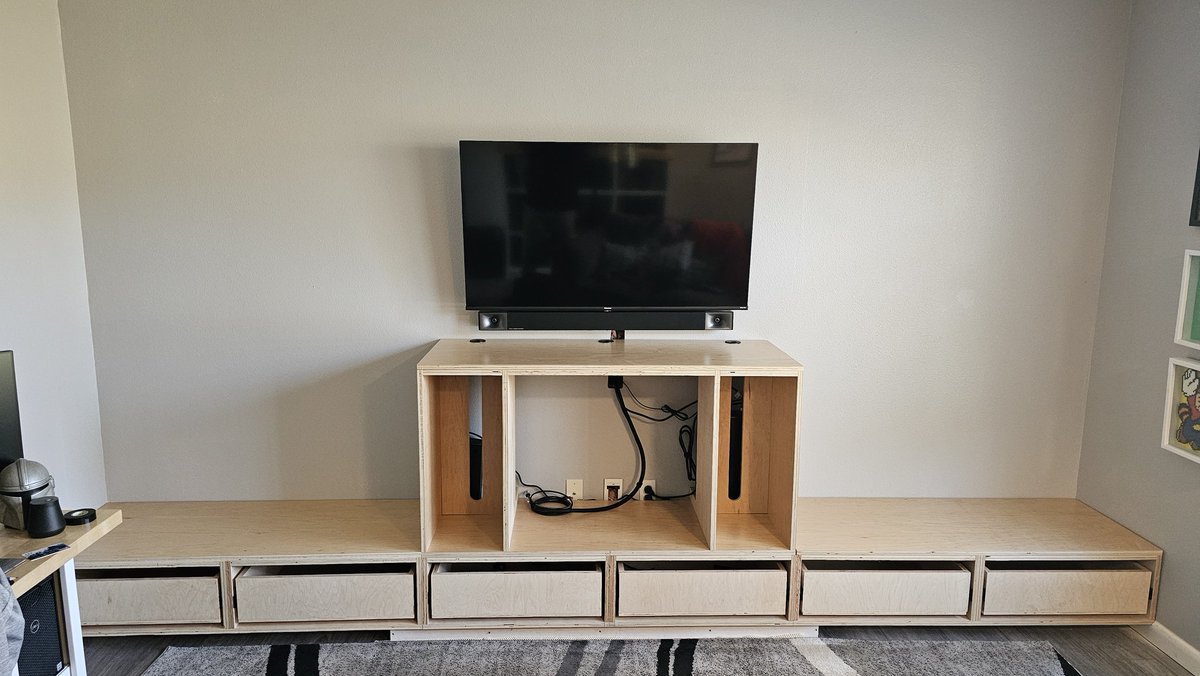 kruser81streams's tweet photo. The new wall to wall entertainment shelving unit is underway.  Huge shout out to @StoneAgeGamer for shipping out a boat load of BitBox NES cases to protect my NES collection.  More lumber will be delivered this Friday to complete this project. https://t.co/vRYgJ0zTAE
